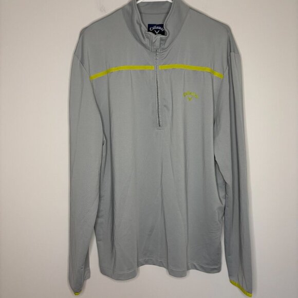 CALLAWAY Weather Series Men 1/4 Zip L Gray Yellow Long Sleeve Performance - Picture 3 of 5